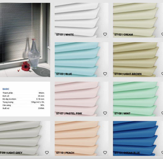 Màn Sáo Nhôm đa dạng màu sắc cho căn hộ chung cư, tư gia.